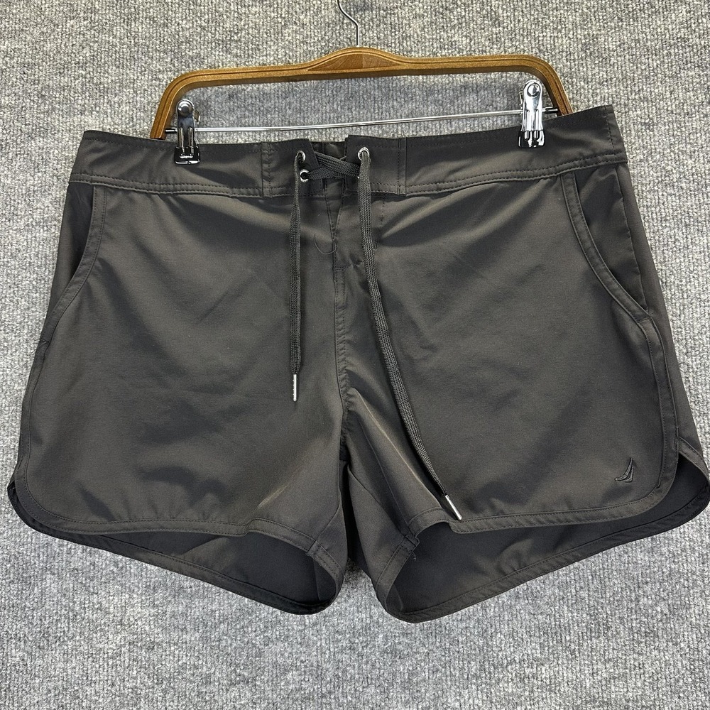 Nautica Swim Board Shorts Womens Large Black Solid Drawstring Pockets Stretch